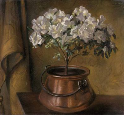 unknow artist Fanny Inama von Sternegg 1927, Blumenstock in Kupferkessel France oil painting art